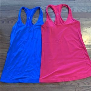 Lululemon Racerback Tanks in Blue and Pink - 2